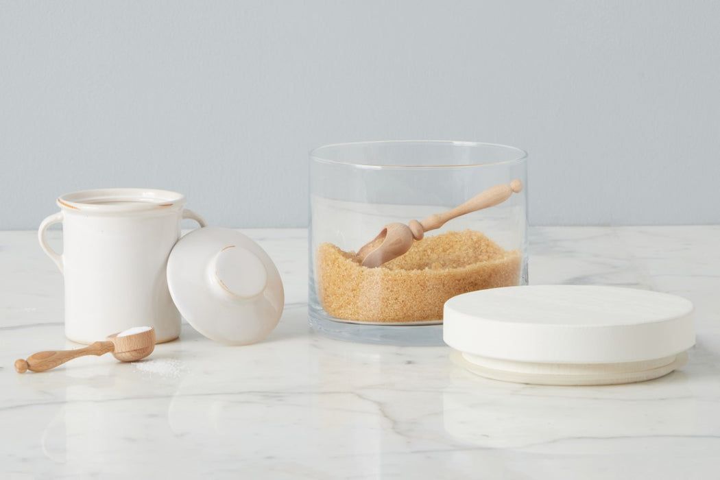 White Modern Wood Top Canister