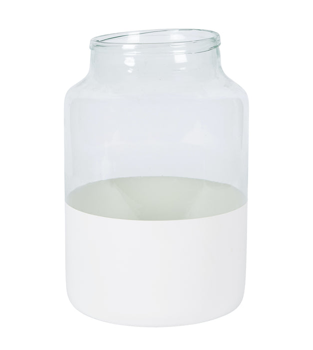 White Colorblock Mason Jar, Medium