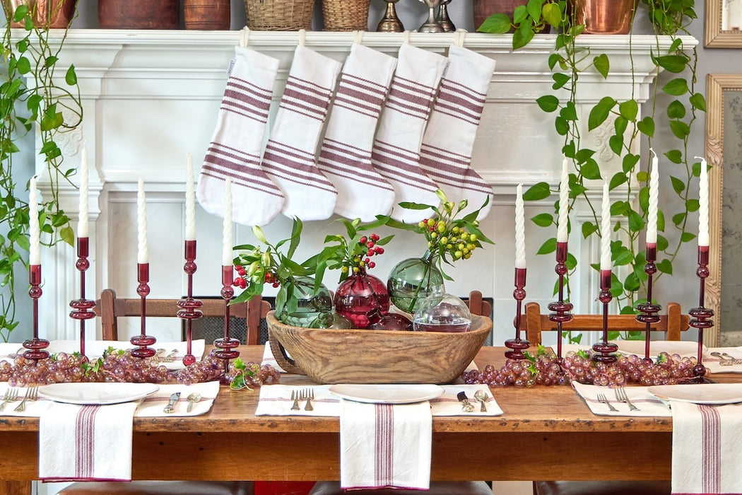 Glass Sphere Bud Vase, Merlot Red