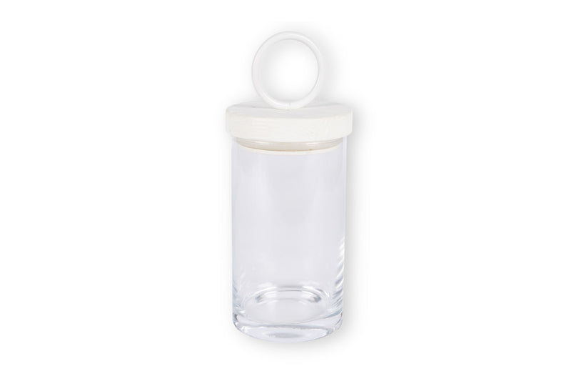 Glass Canister, White Ring Handle