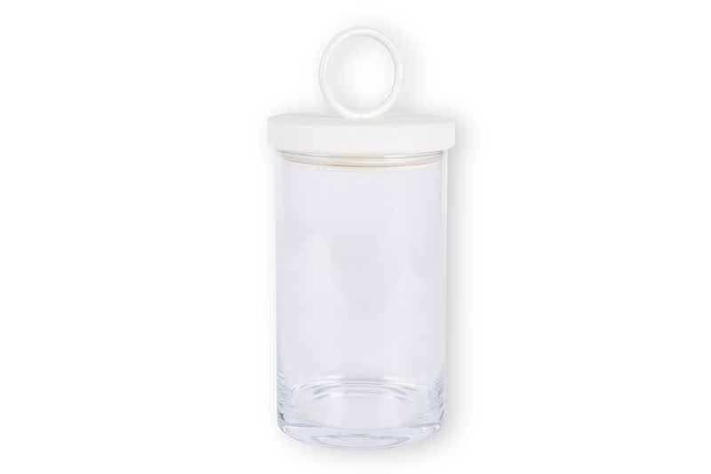 Glass Canister, White Ring Handle