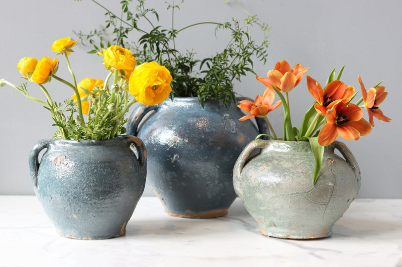 large vintage plant pots Found Blue Tones Confit Pot