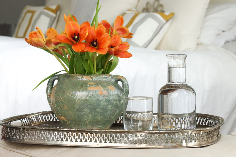 Vintage Inspired Confit Garden Pot, Small, Blue/Green