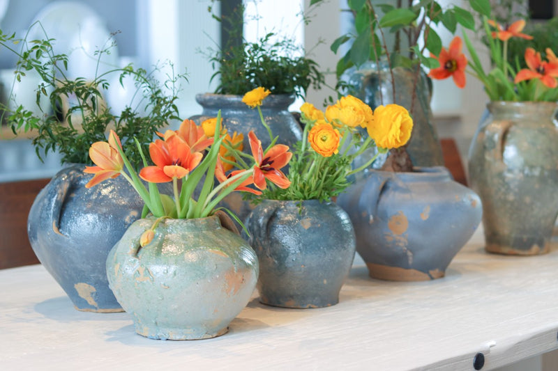 Vintage Inspired Confit Garden Pot, Large, Blue/Green