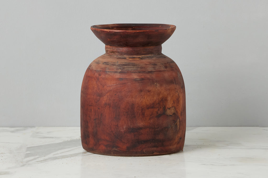 Vintage Wood Jug Vase Large
