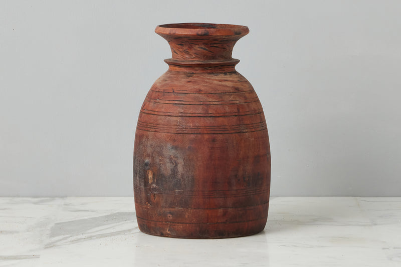 Vintage Wood Jug Vase, Medium