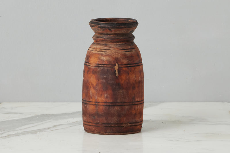 Vintage Wood Jug Vase, Small