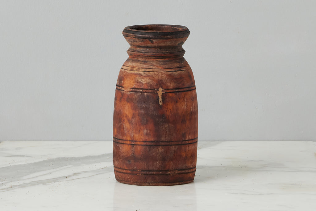Vintage Wood Jug Vase Small