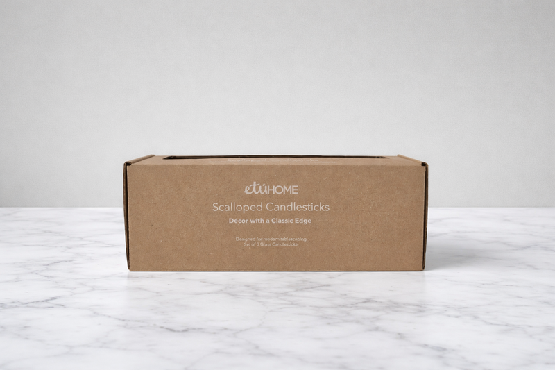 Glass Scalloped Candlesticks, Blue, Set of 3