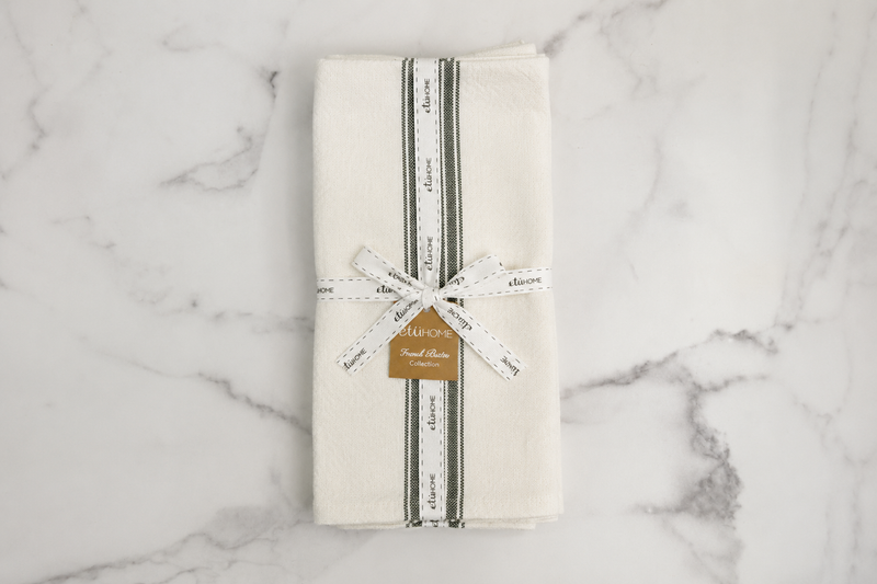 Kitchen Tea Towel, Vintage Spruce Green Stripe, Set of 2
