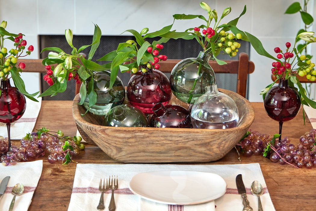 Glass Sphere Bud Vase, Merlot Red