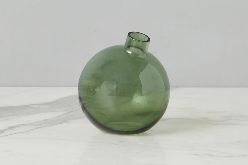 Glass Sphere Bud Vase, Spruce Green