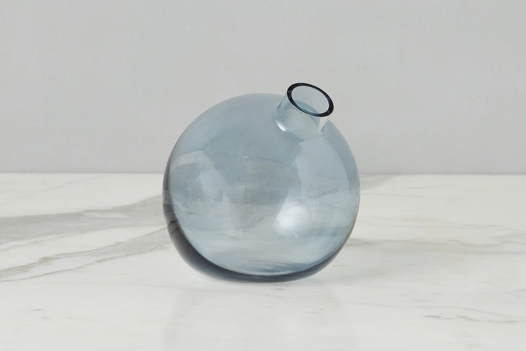 Glass Sphere Bud Vase Denim Blue