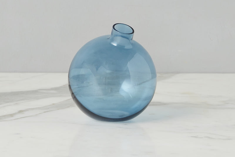 Glass Sphere Bud Vase, Navy Blue