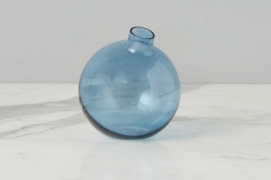 Glass Sphere Bud Vase, Navy Blue