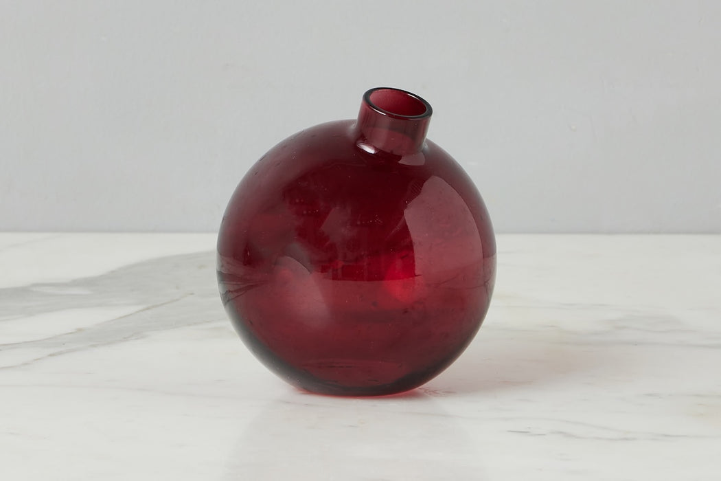Glass Sphere Bud Vase, Merlot Red