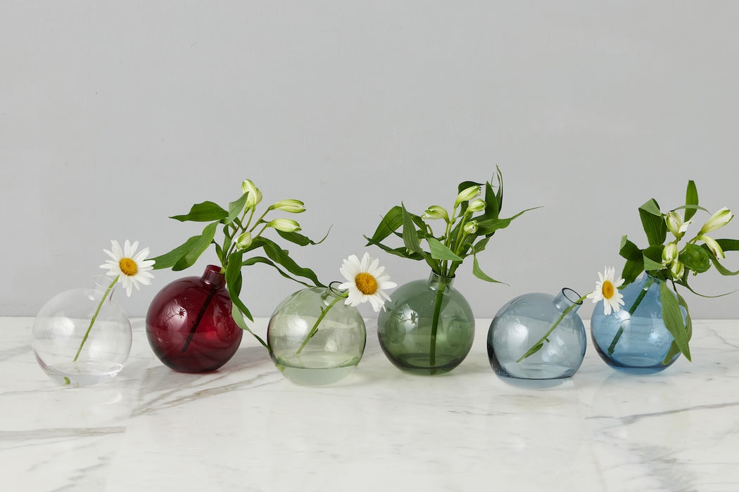 Glass Sphere Bud Vase, Merlot Red