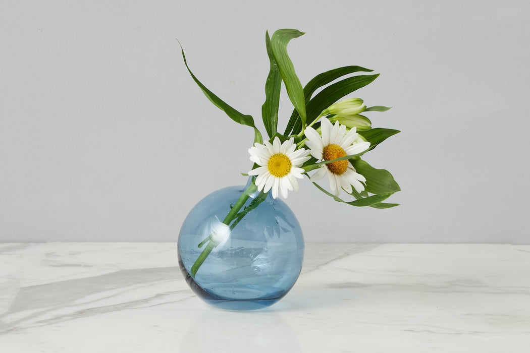 Glass Sphere Bud Vase, Navy Blue