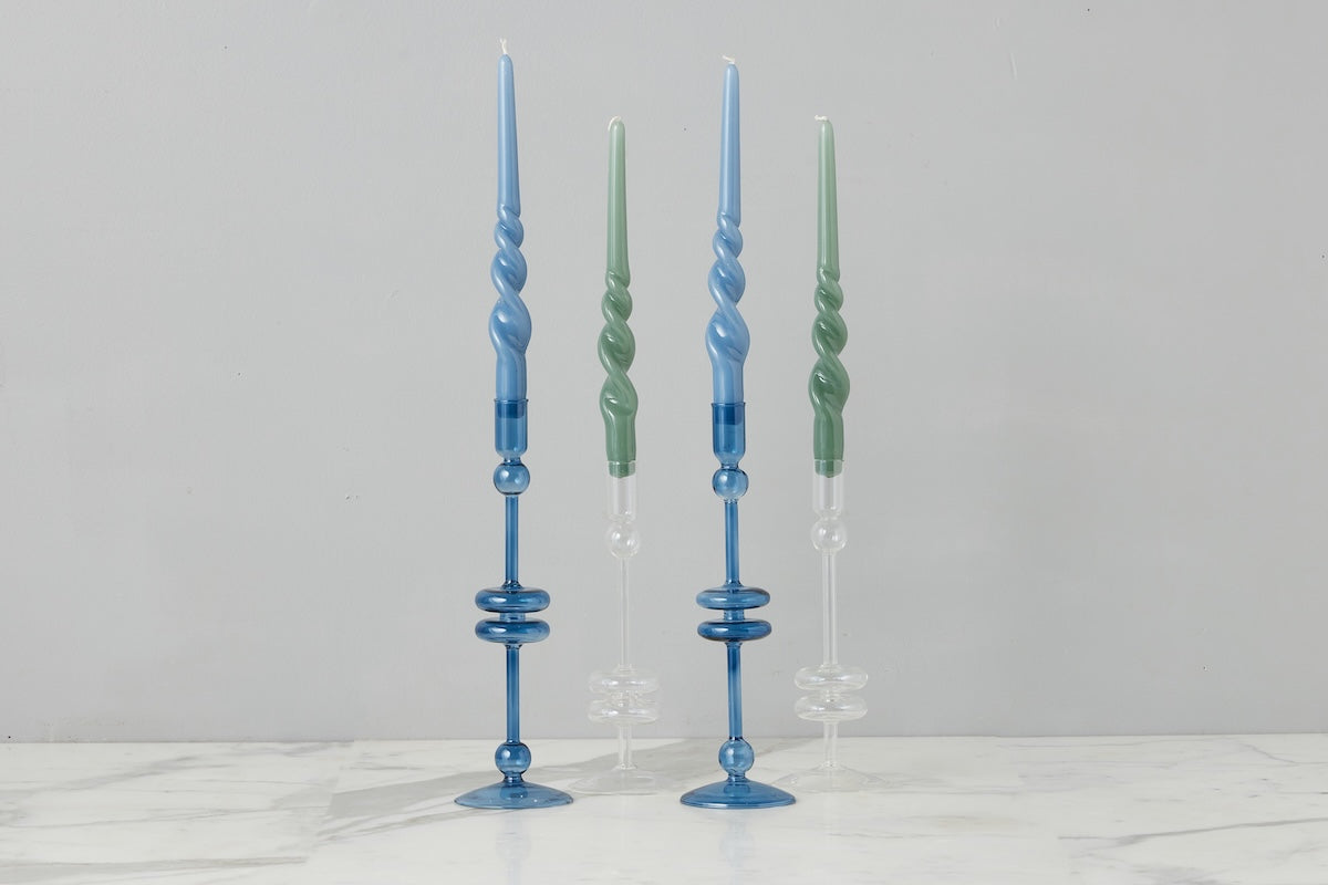 etúHOME Sapphire Glass Candlestick - Thumbnail 2