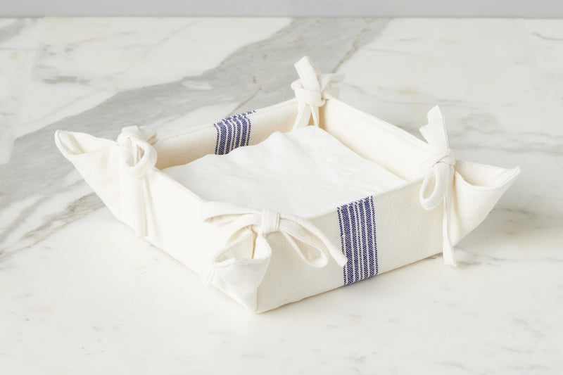 Napkin Tray, Vintage Navy Blue Stripe