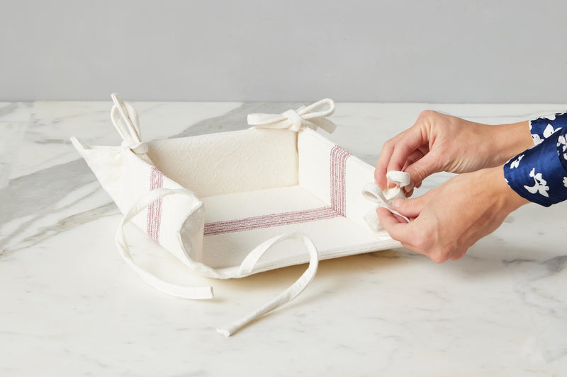 Napkin Tray, Vintage Merlot Red Stripe