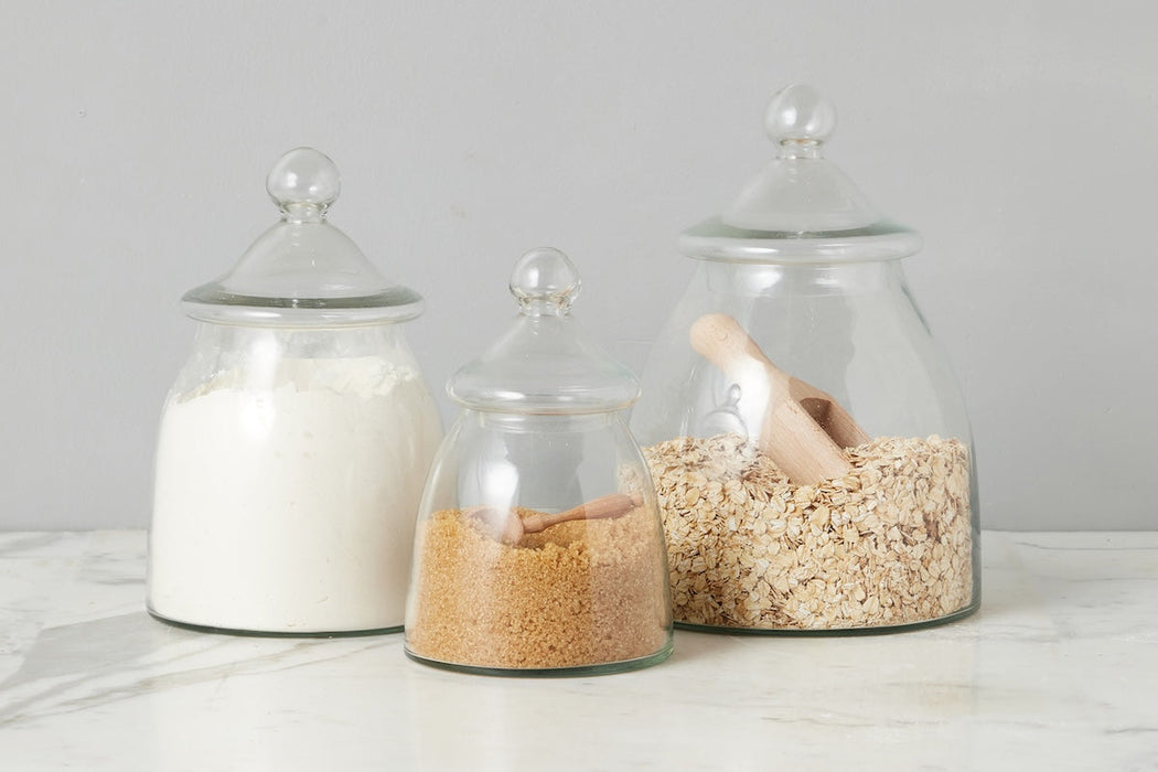 Vintage Glass Bon Bon Jar with Lid, Medium