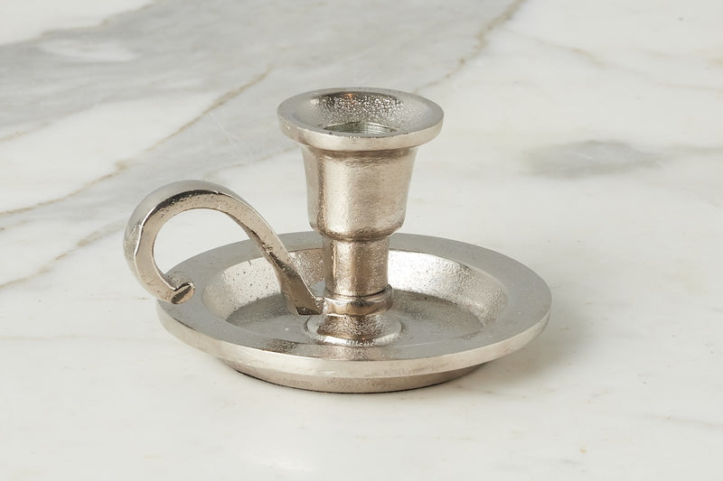 Chamberstick Candle Holder, Small, Silver