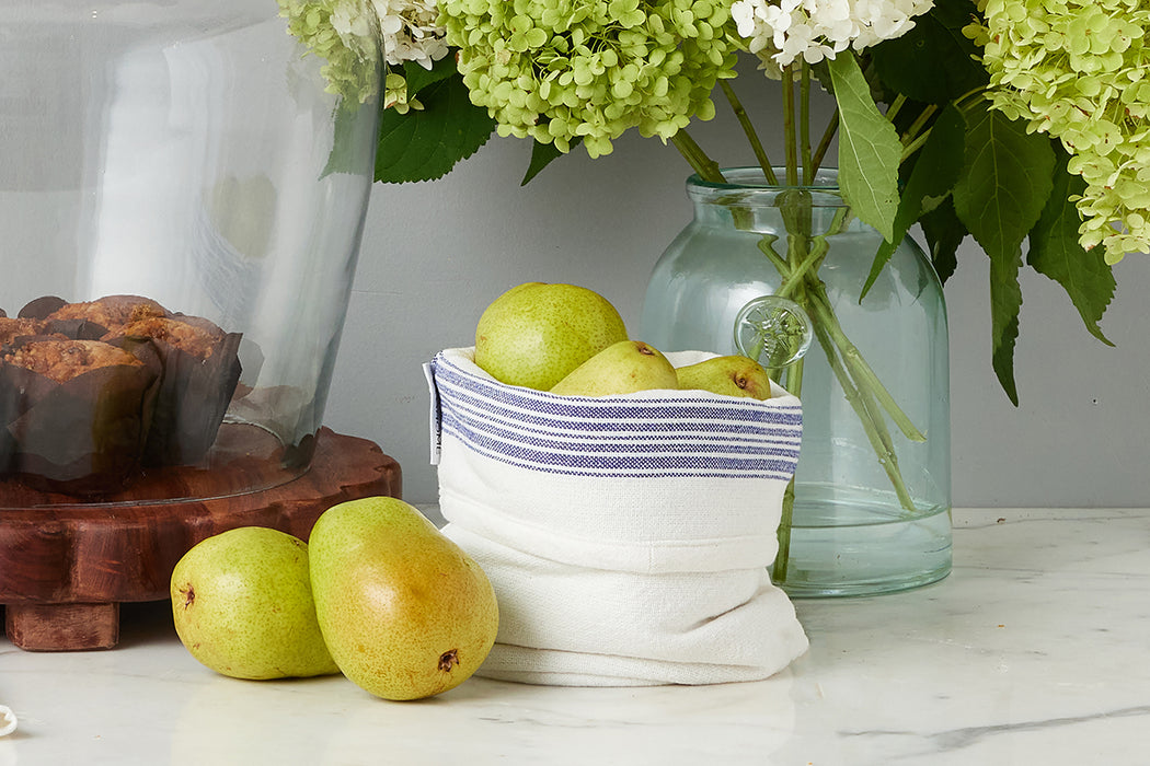 Bistro Bag, Vintage Navy Blue Stripe, Set of 2