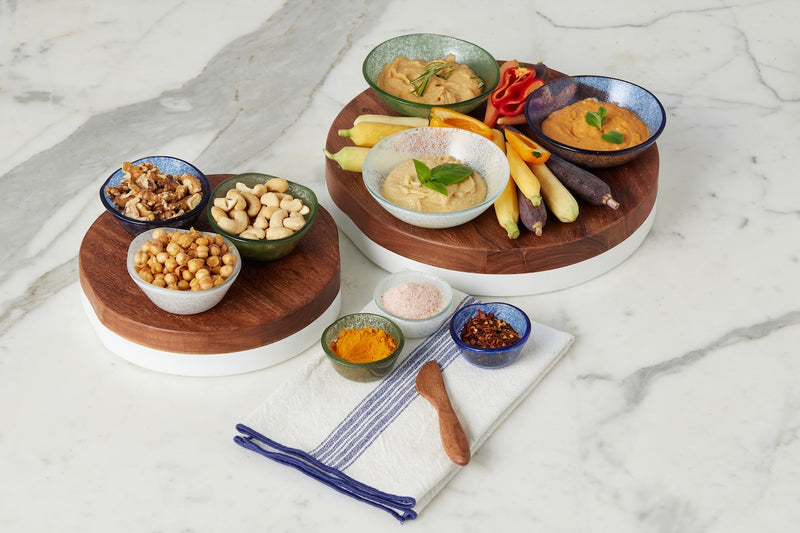 Glass Pinch Pots, Green Tones, Boxed, Set of 6