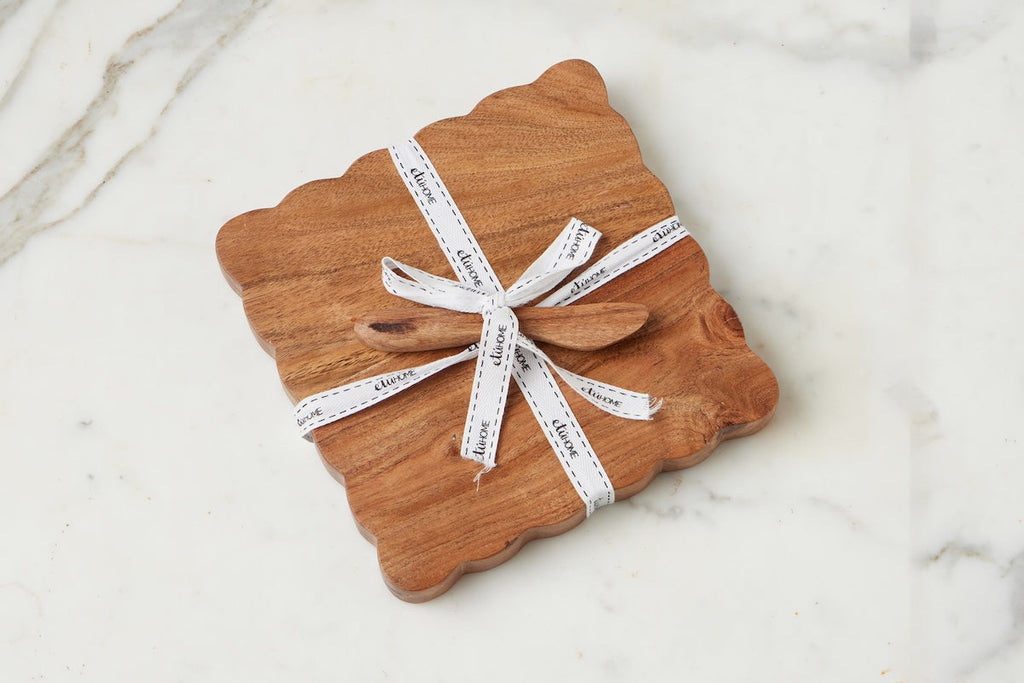 Square Scalloped Cheese Board Spreader Small