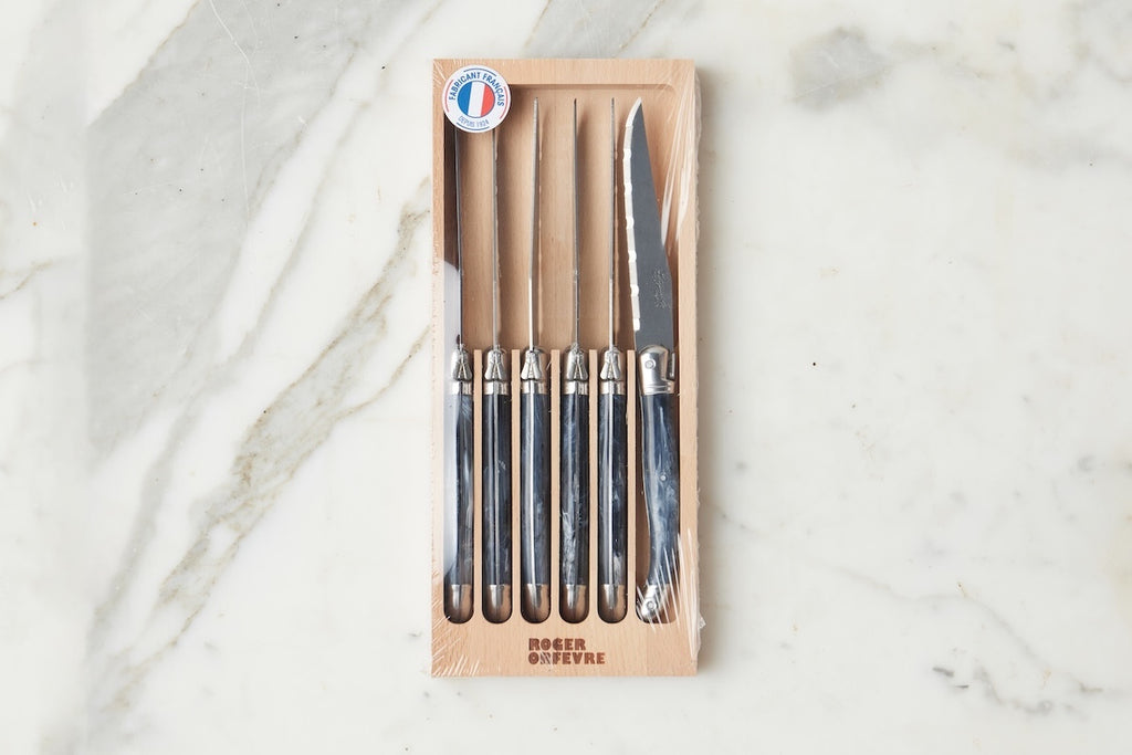 Original French Laguiole Steak Knives Set 6 Wood Drawer Box