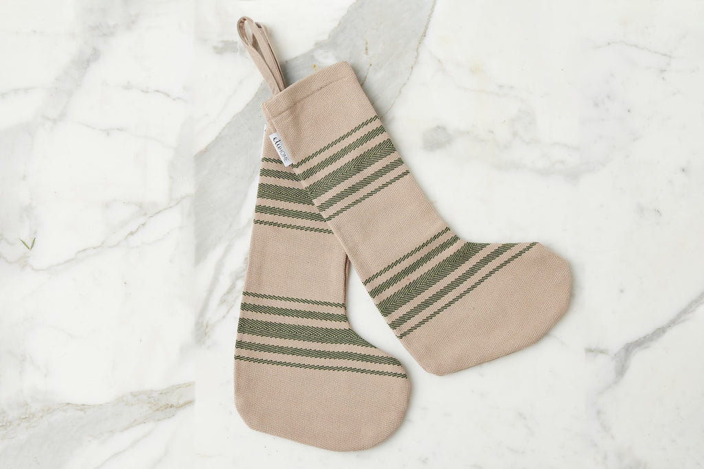 Holiday Stocking Vintage Spruce Stripe Set 2