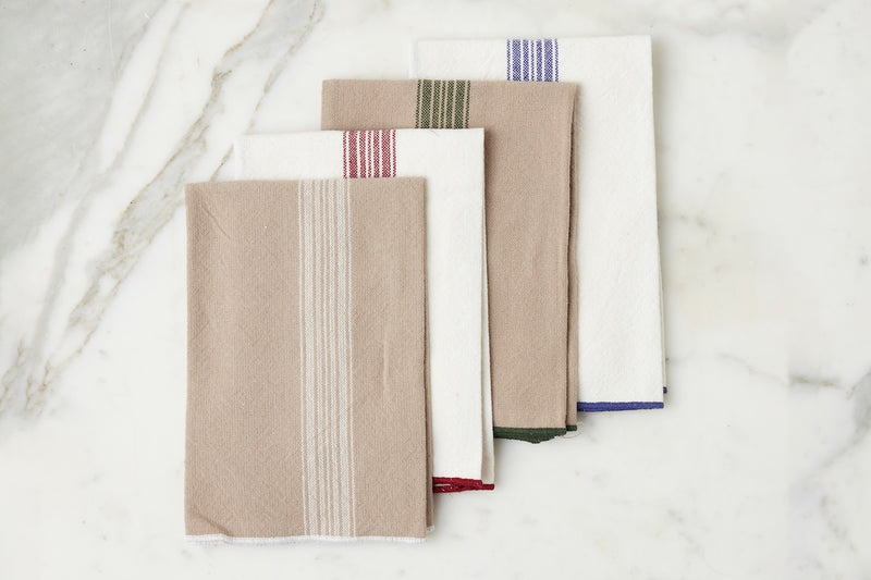 Dinner Napkins, Vintage Merlot Red Stripe, Set of 4