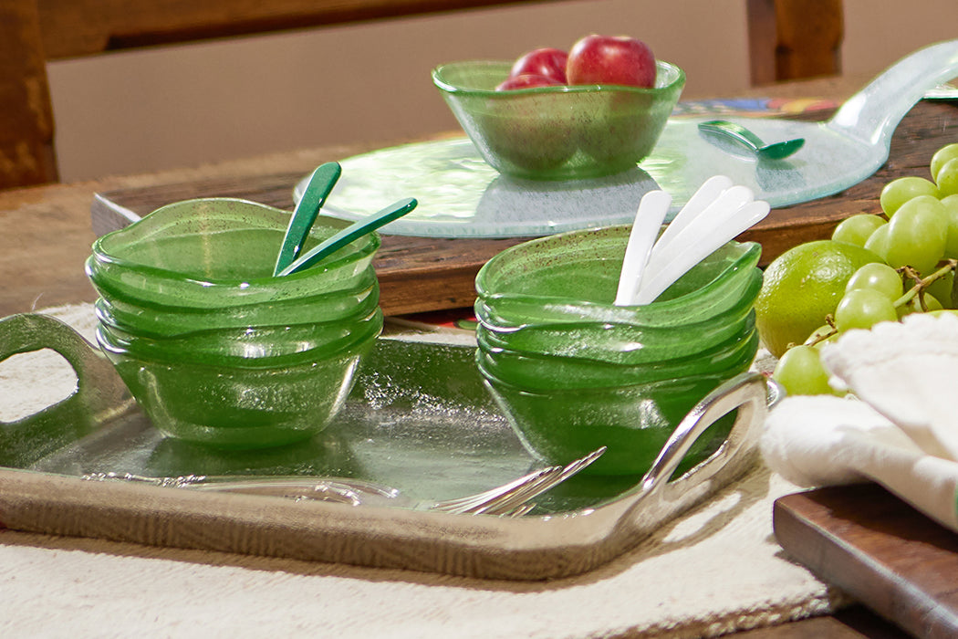 Glass Dipping Bowl, Green