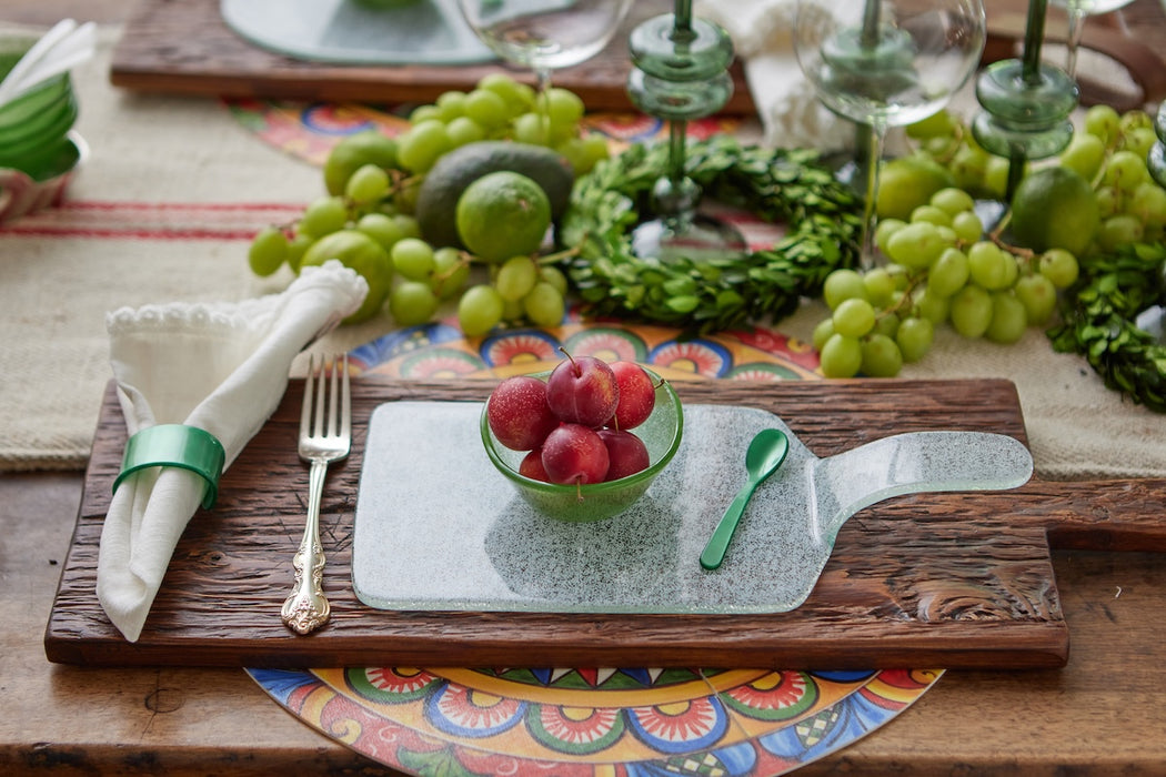 Mini Glass Rectangle Cheese Tray, White