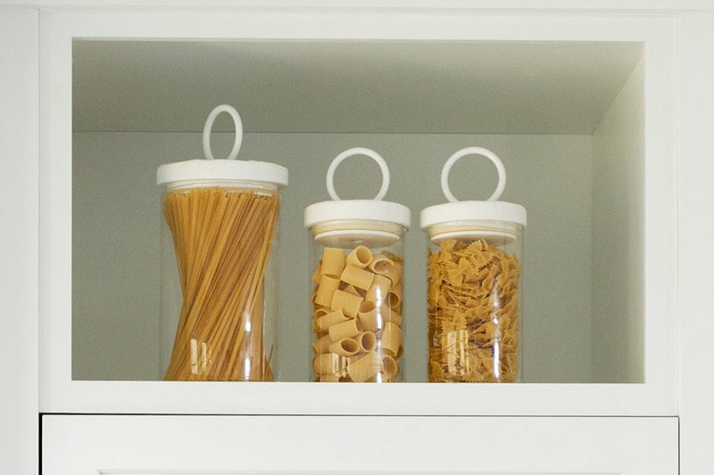 Glass Canister, White Ring Handle