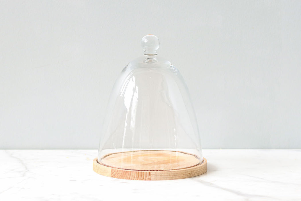Glass Dome with Wood Base, Tall