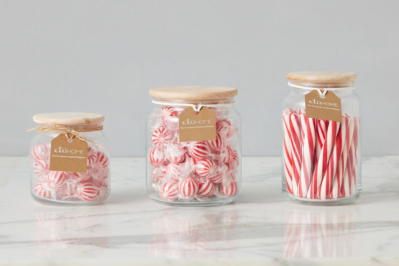 Glass Dry Goods Canister, Wood Lid, Large