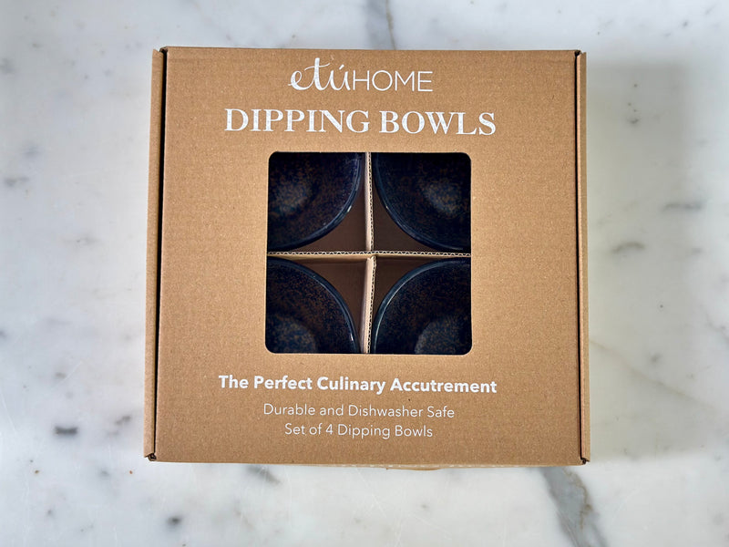 Glass Dipping Bowls, Set of 4, Navy Blue