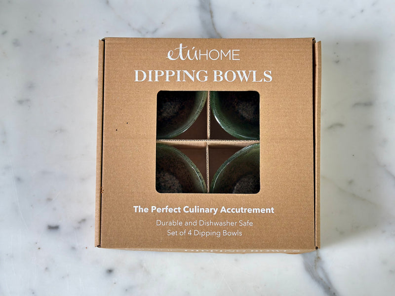 Glass Dipping Bowls, Set of 4, Spruce Green
