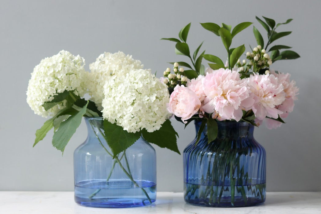 Fluted Flower Vase, Blue