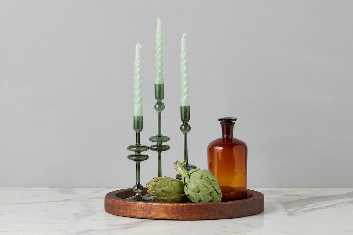 Emerald Glass Candlestick Pair, Small - Thumbnail 5