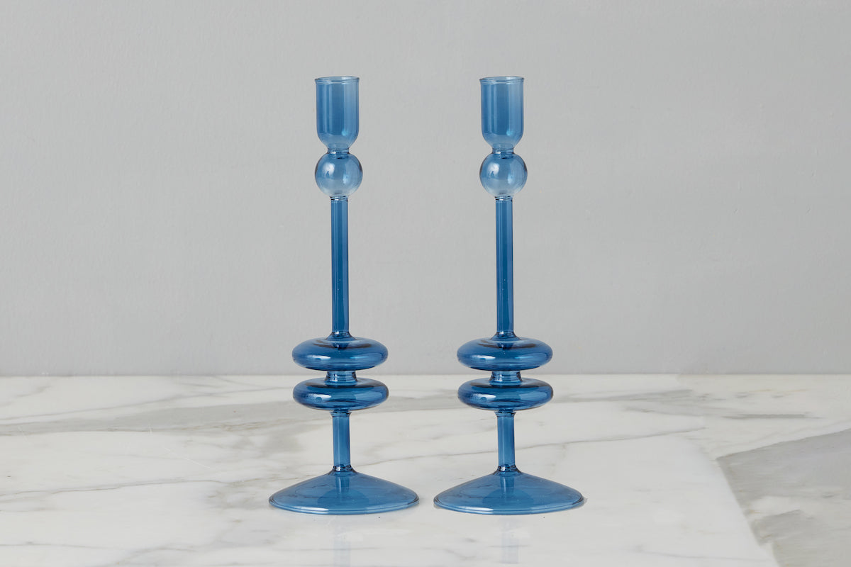 etúHOME Sapphire Glass Candlestick - Thumbnail 2