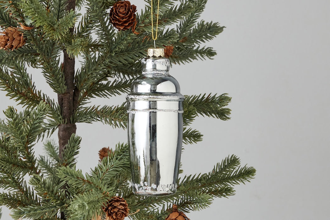 Glass Christmas Ornament, Cocktail Shaker