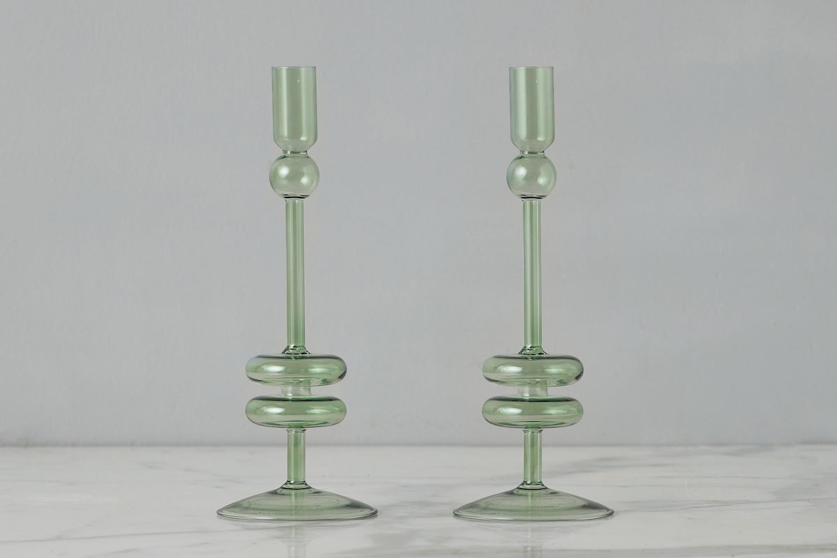etúHOME Sage Glass Candlestick