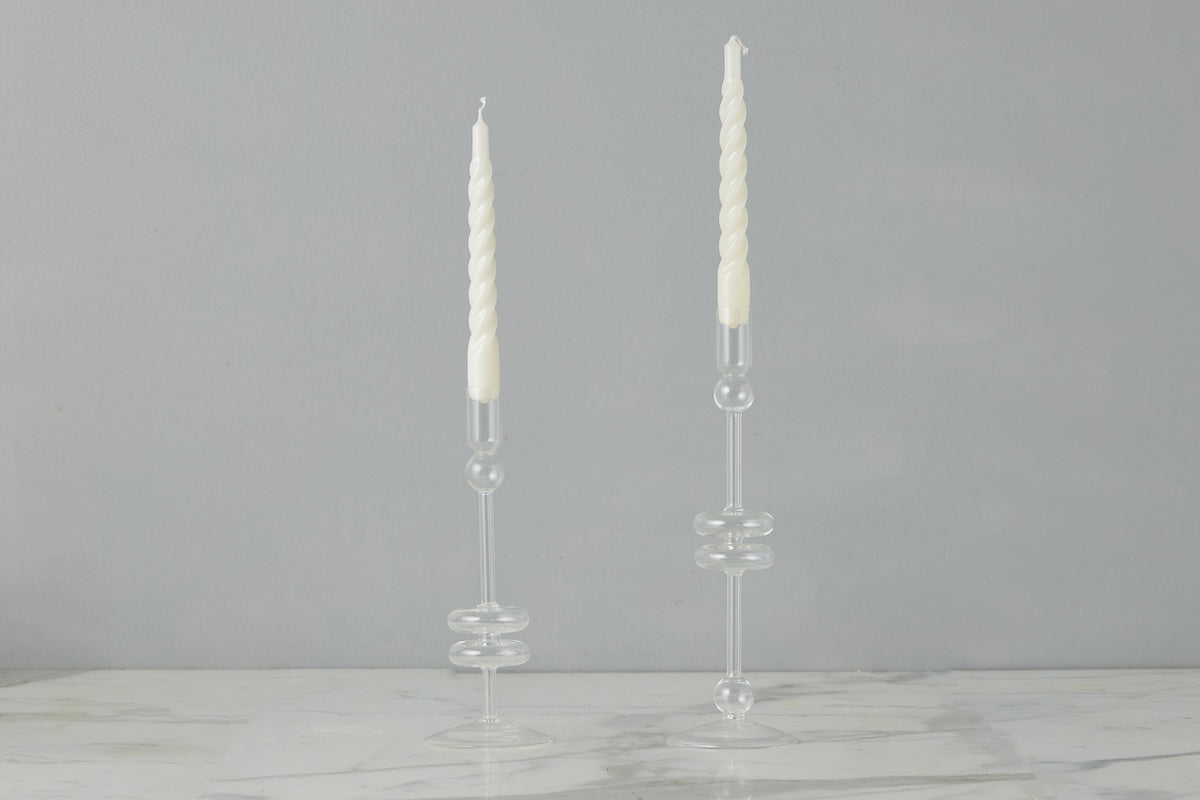 Sage Glass Candlestick Pair - Thumbnail 3