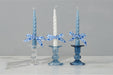 GEY519UB6 etuhome Glass Scalloped Candlesticks Blue Set of Three