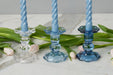 GEY519UB6 etuhome Glass Scalloped Candlesticks Blue Set of Three