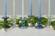 GEY519UB6 etuhome Glass Scalloped Candlesticks Blue Set of Three