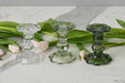 GEY519UG6 etuhome Glass Scalloped Candlesticks Green Set Of Three